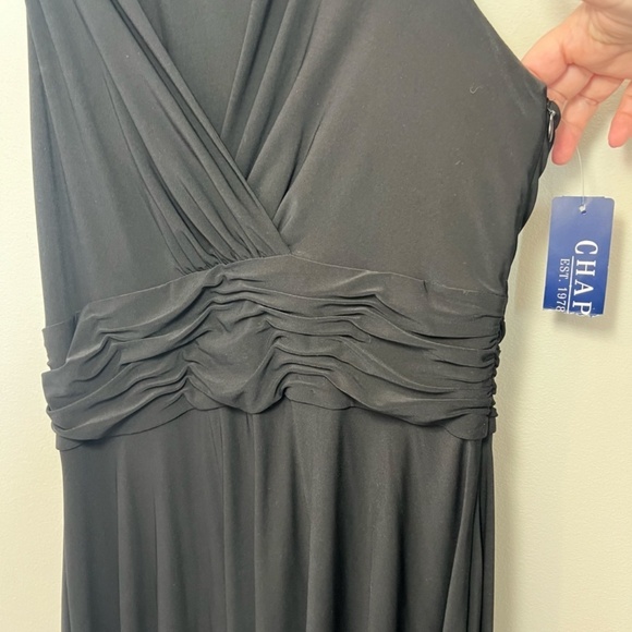 Chaps Malibu A-Line Midi Dress Black Sleeveless V-Neck Halter NEW  Women's Large - Picture 6 of 14
